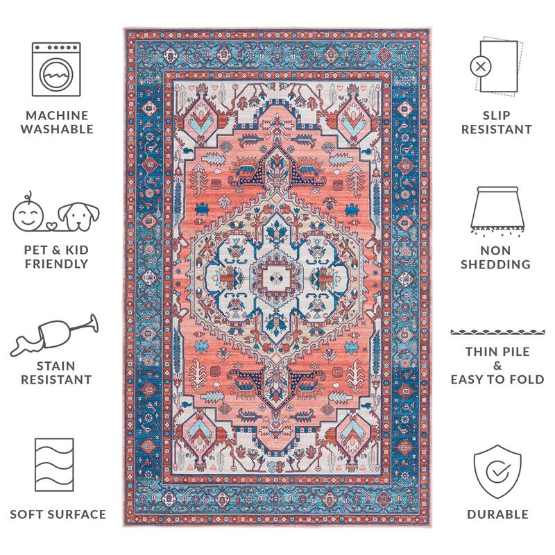 SAFAVIEH Arizona Celsina Machine Washable Slip Resistant Vintage Oriental