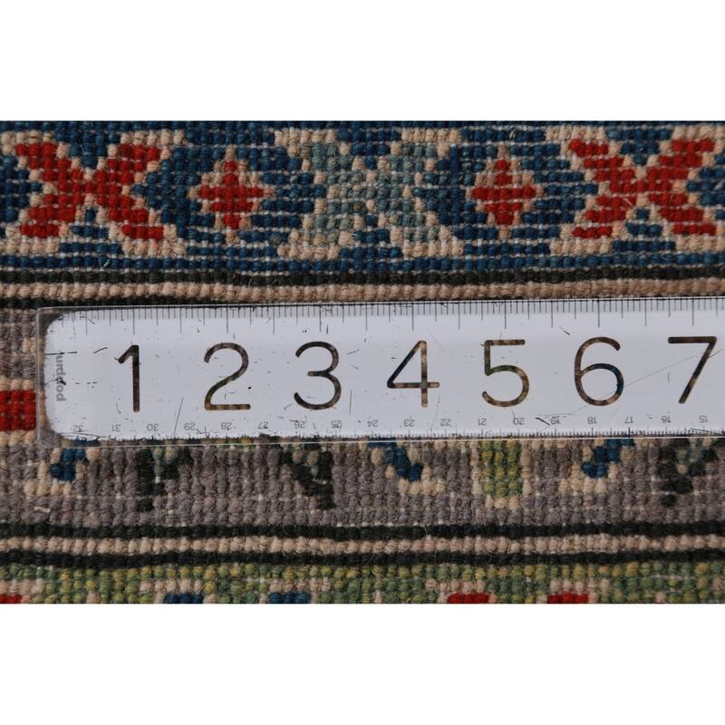 Hand Knotted Oriental 100% Wool Carpet Traditional Geometric Navy Blue & Blues Kazak Area Rug - 16' 6'' X 9' 7''