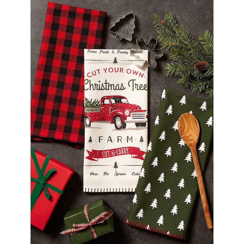 DII Asst Christmas Truck Dishtowels Set/3