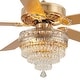 preview thumbnail 17 of 47, 52 or 62 or 72 Inches Crystal Ceiling Fan Fandelier with Lights,For Bedroom Kitchen Patio Remote Control 62 Inches - Gold