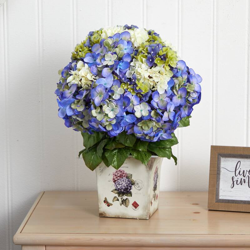 Decorative Floral Planter with Mixed Antique Accents Flowers - 19