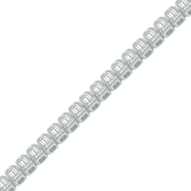 Marquee 5 Carat TW Emerald Cut Lab Grown Diamond Bezel Set Bracelet in 14K White Gold