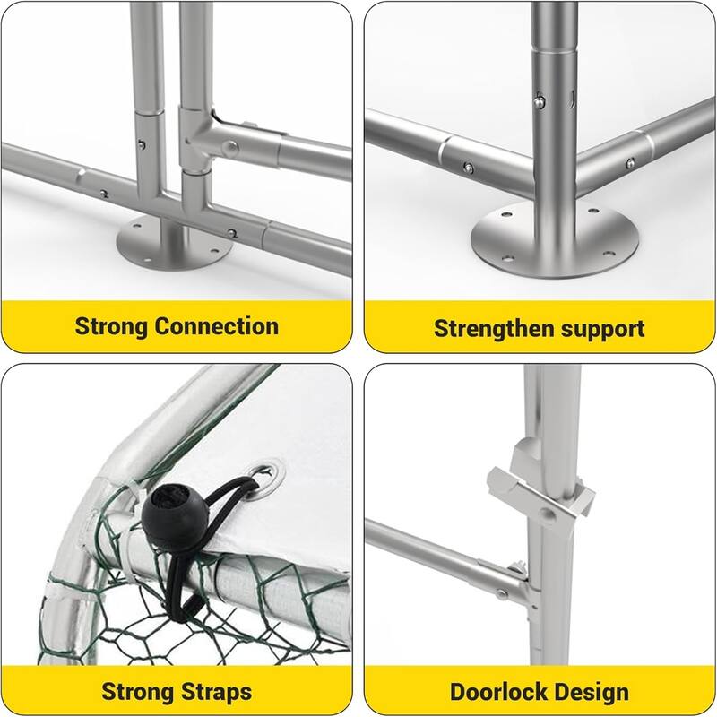 Metal Chicken Coop with Cover Large Walk-in Chicken Runs without ribs