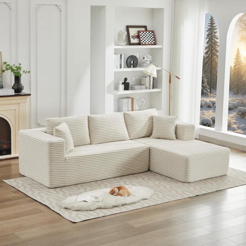 106" Cloud Sectional Couch L-Shape With Right Facing Chaise,Deep Seat Modern Modular Sofa For Living Room,No Assembly Required