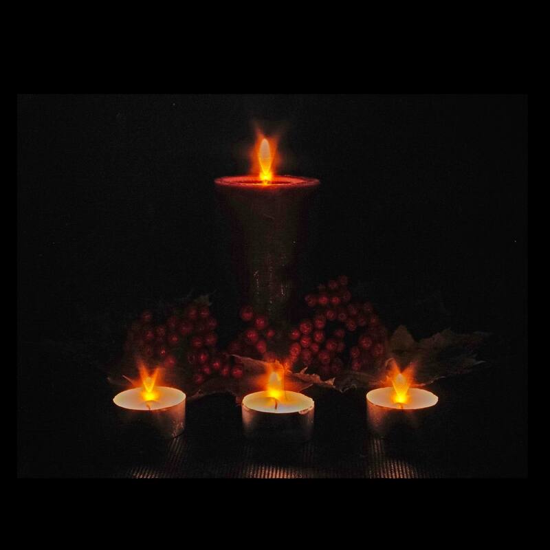 Red Green LED Lighted Candles Christmas Canvas Wall Art 12" x 15.75"