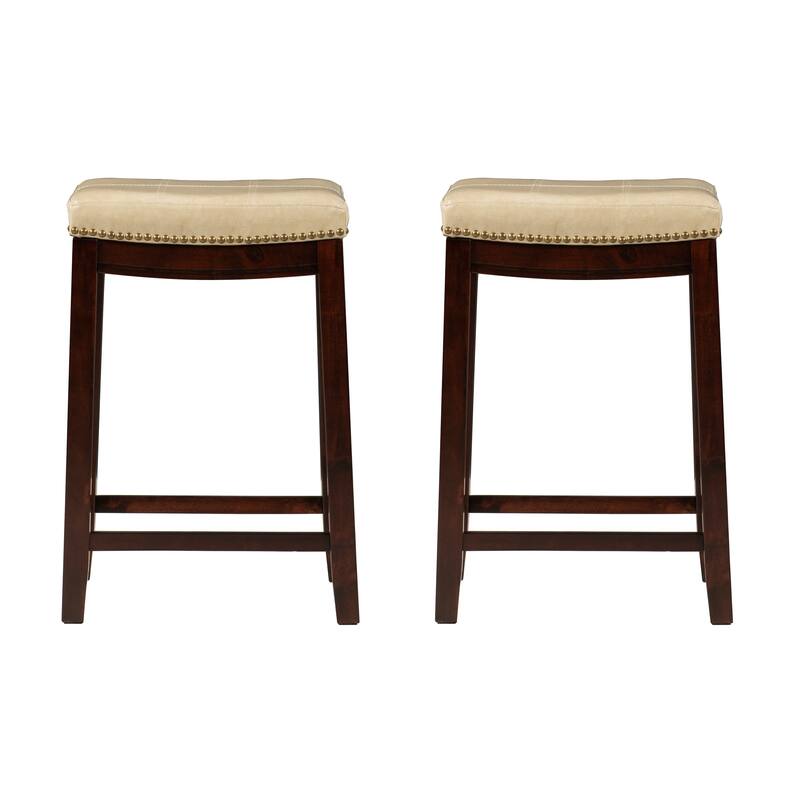 Linon Willamette Faux Leather Bar Stool (Set of 2) - Counter Height