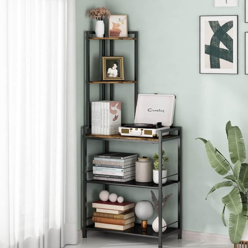 5 Tier Corner Shelf Stand - 24"D x 12"W x 55.7"H