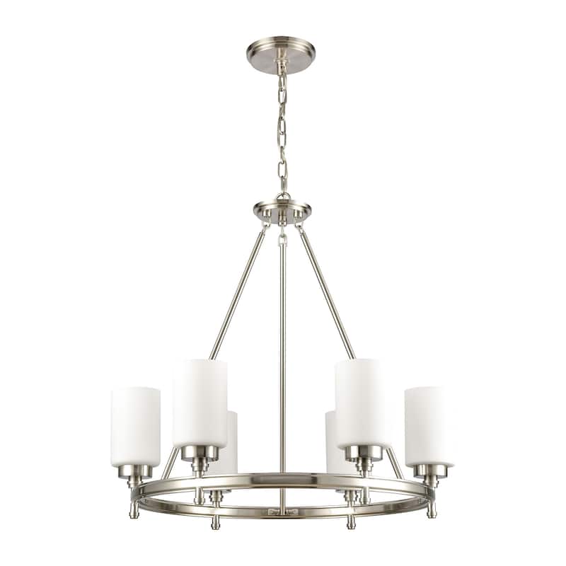 Dawson 25-inch Wide 6-Light Chandelier in Satin Nickel