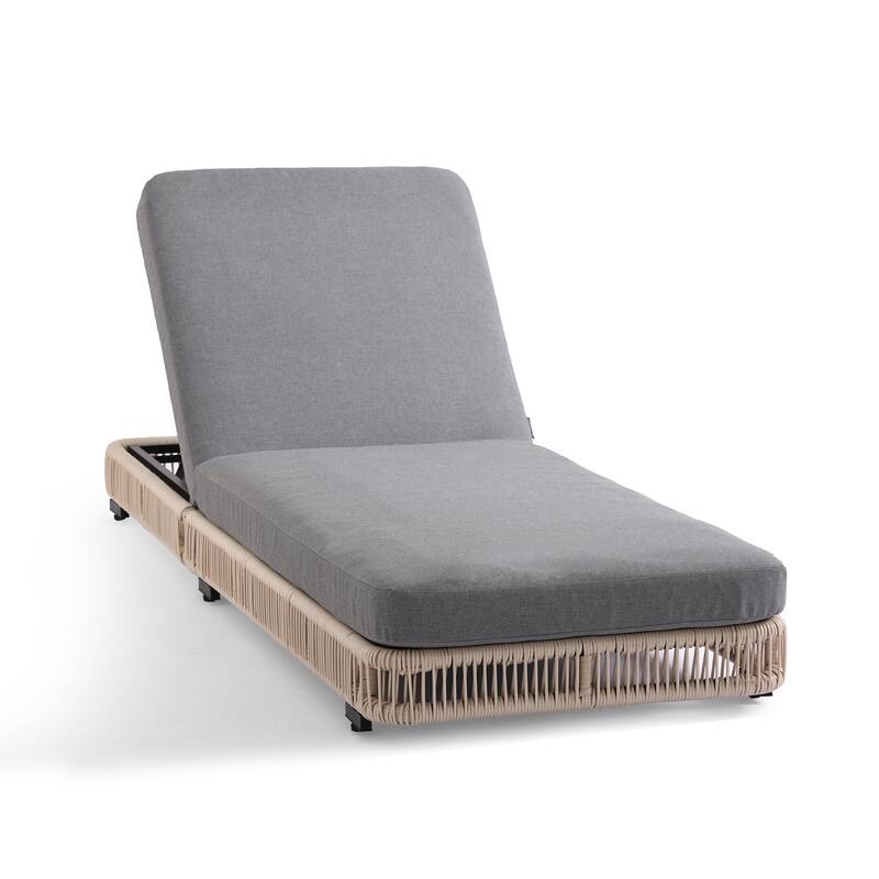 Outdoor Chaise Lounge Chair with Adjustable Backrest Patio Pool Lounge