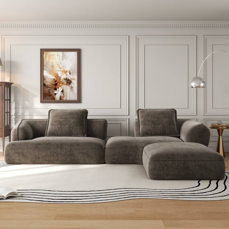 Christopher Knight Home - Modern Upholstered Sectional Sofa with Curved Silhouette