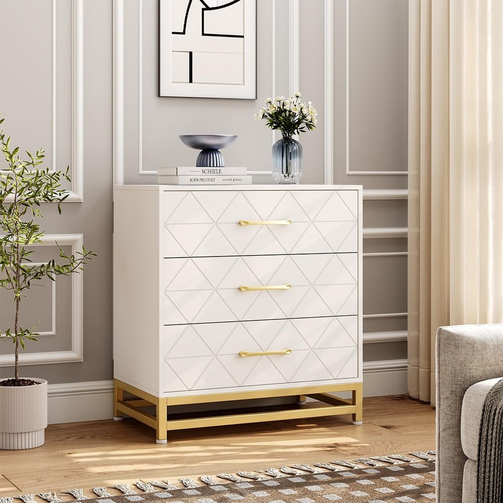 3/4 Drawer Wood Dresser for Bedroom, Modern Storage Chest for Closet