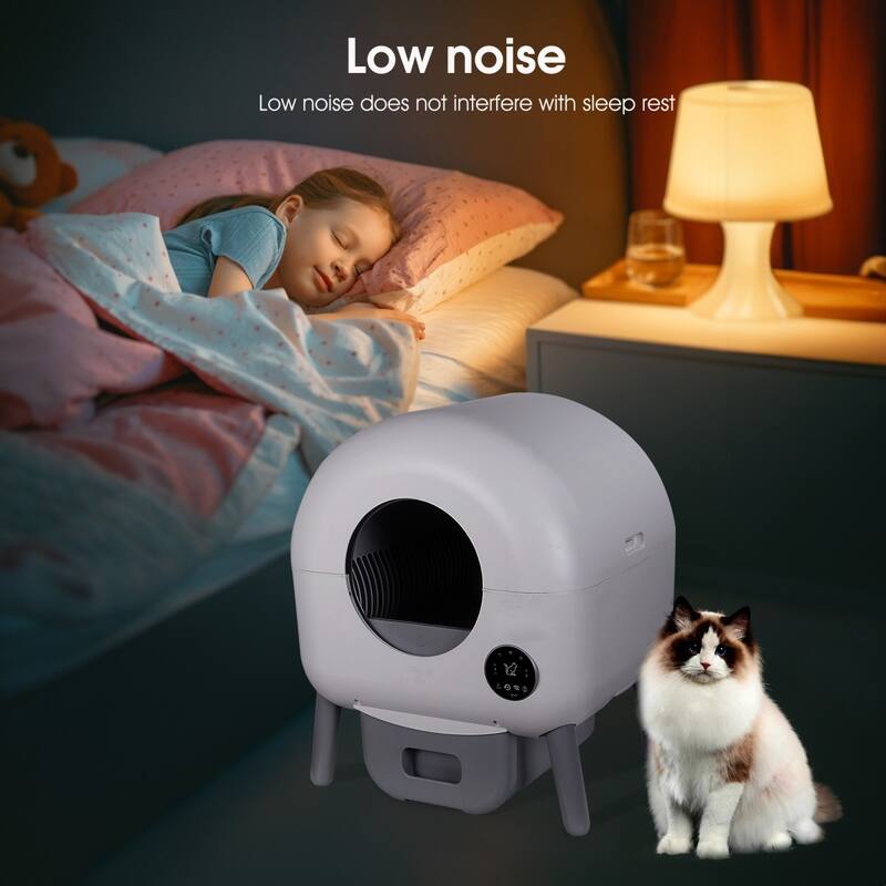 Automatic Cat Litter Box Self Cleaning With App Control - White