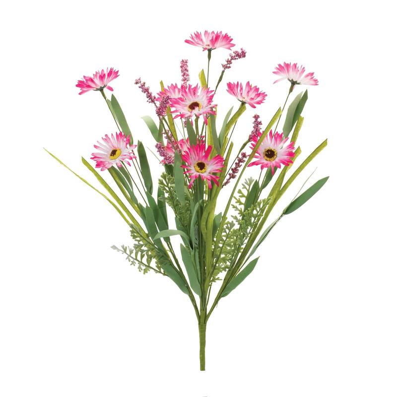 Mixed Daisy Artificial Floral Bushes - 20.25" - Set of 2
