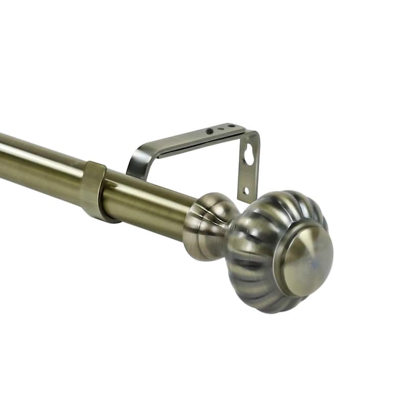 1-inch Diameter Doorknob Adjustable Single Drapery Curtain Rod - 28"-48" - Antique Brass