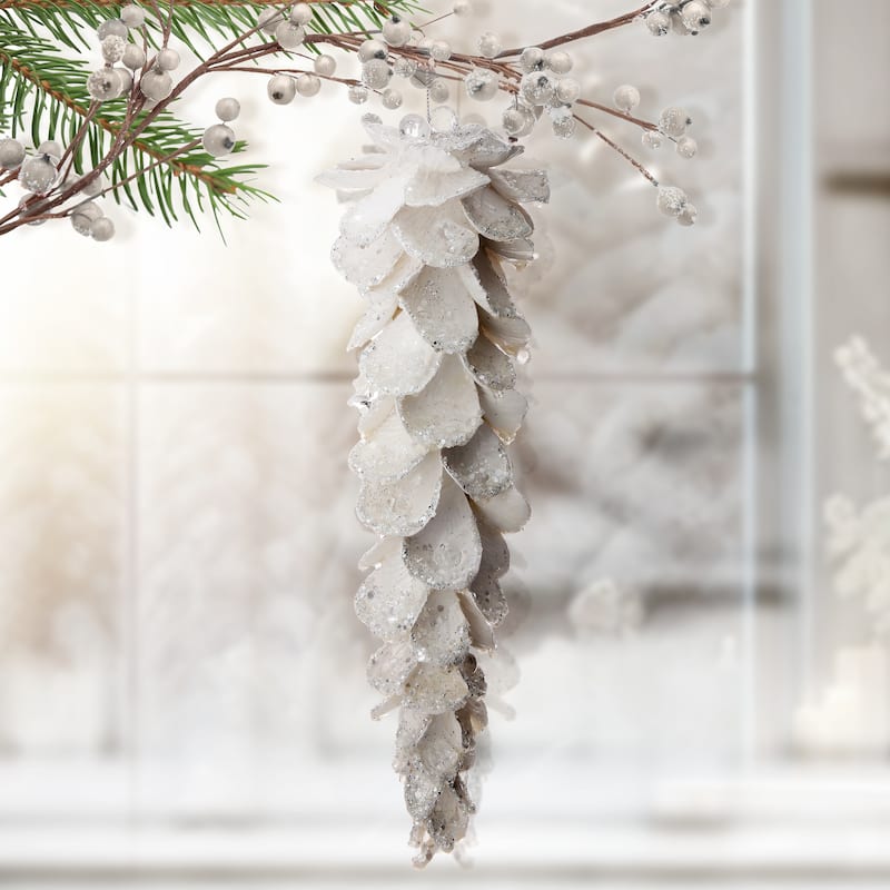 10" Jewel Petal Icicle Ornament - Ivory