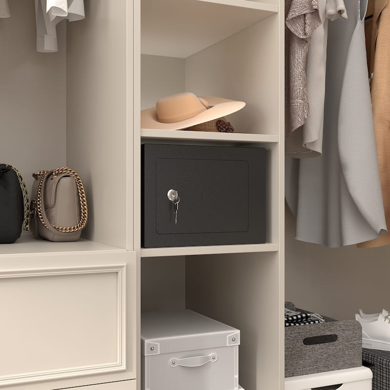 Secure Safe With Key And Password Money Home Safe, 0.23 Cubic Feet Small Safe, Mini Storage Cabinet