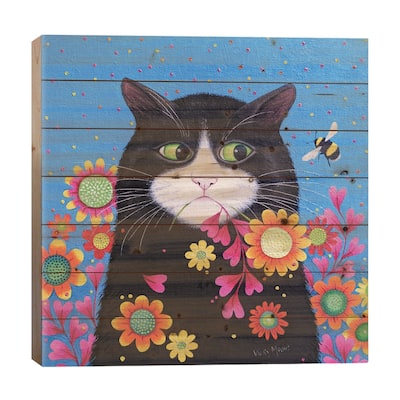 Flower Powers Print On Wood by Vicky Mount - Multi-Color