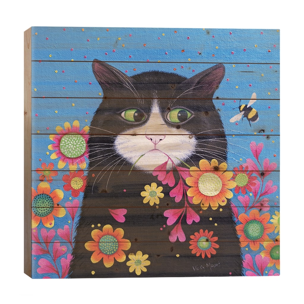 Flower Powers Print On Wood by Vicky Mount - Multi-Color