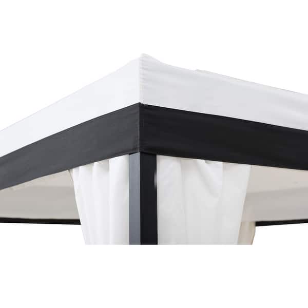 Shop Sunjoy 10 Ft X 10 Ft Black And White Steel Gazebo Overstock 30581624