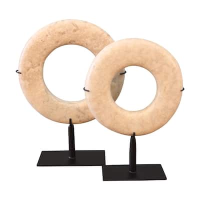 12" Wide Papua Stone Disk Small Off White