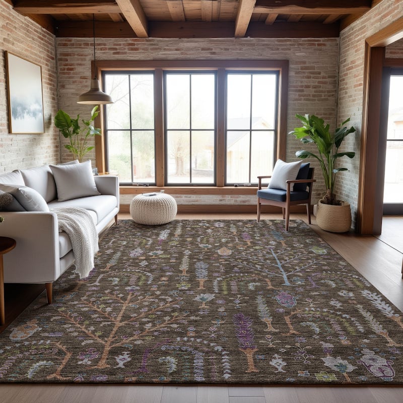 Premium Washable Super Soft Vintage Traditional Mayfield Rug - Brown - 3' x 5'