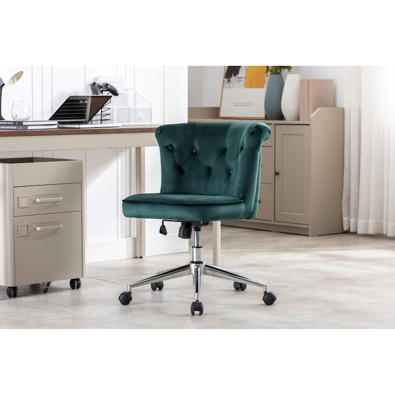 Porthos Home Quoba Tufted Velvet Office Chair, Castors and Footers Both Included