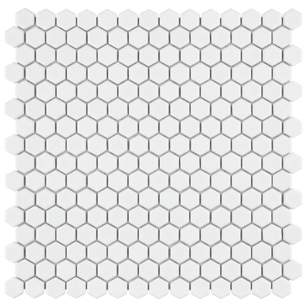 Merola Tile Colmena Hex Matte White 11-1/2" x 11-5/8" Porcelain Mosaic Floor and Wall Tile