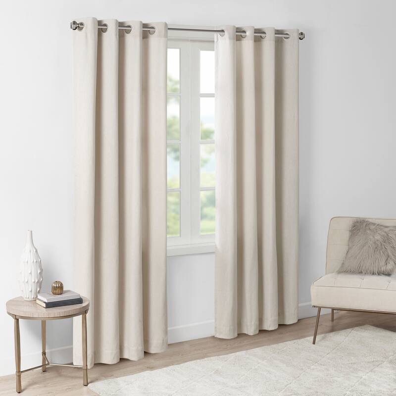 Madison Park Oslow Solid Piece Dyed Grommet Top Single Curtain Panel