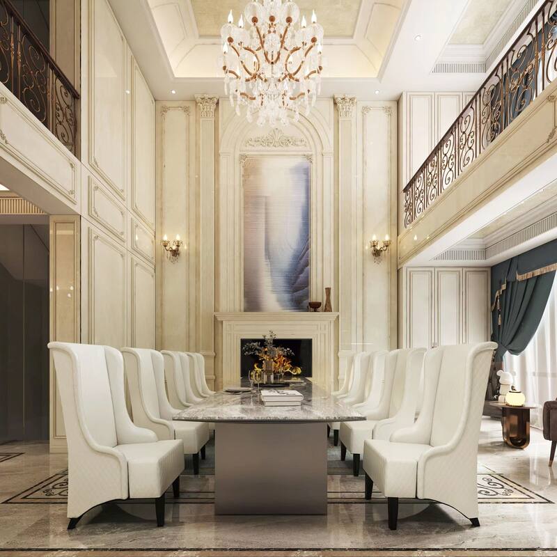 White Modern 23.03" High Back Upholstered Accent Chair with Solid Wood Frame