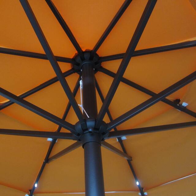 11FT Solar LED Lighted Patio Umbrella with 8 Ribs