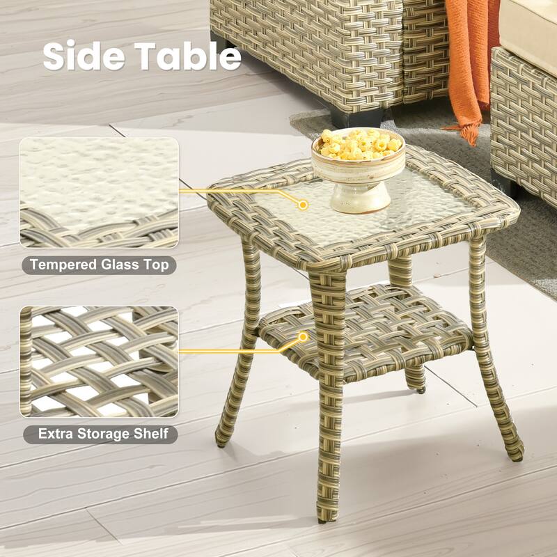 XIZZI 9-Piece Outdoor Patio Furniture Swivel Chair Set with Fire Pit