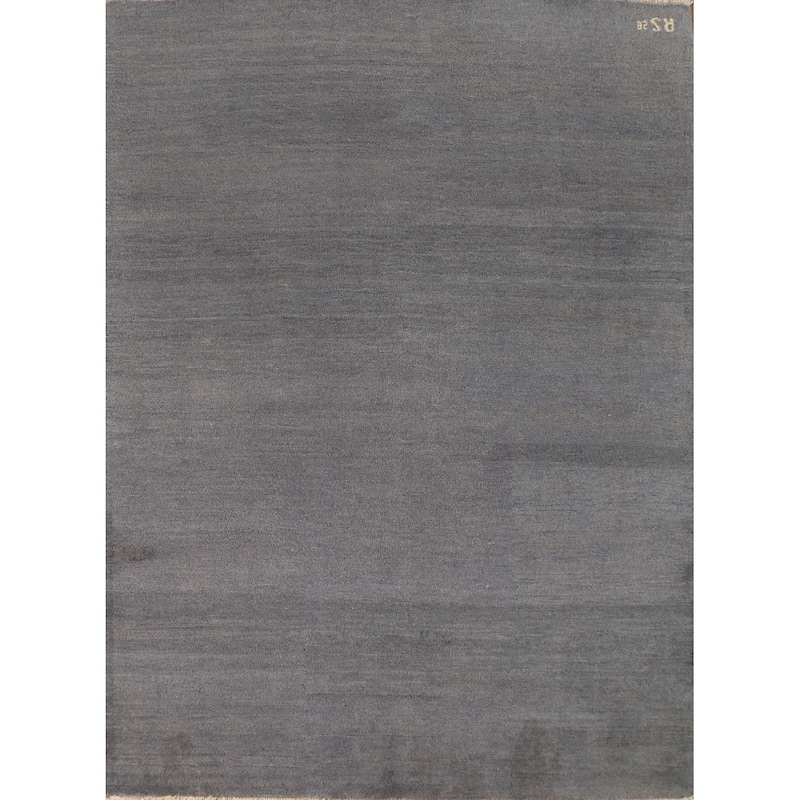 Gray Blue Gabbeh Modern Oriental Rug Hand-Knotted Wool Carpet - 5'1"x 6'4"
