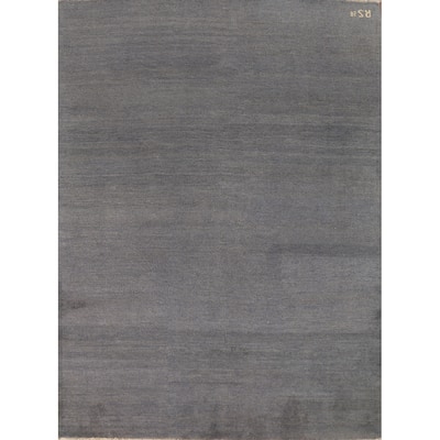 Gray Blue Gabbeh Modern Oriental Rug Hand-Knotted Wool Carpet - 5'1"x 6'4"