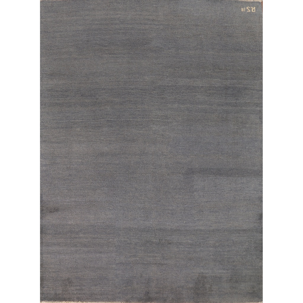 Gray Blue Gabbeh Modern Oriental Rug Hand-Knotted Wool Carpet - 5'1"x 6'4"