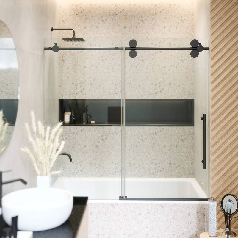 Fine Fixtures Tub Door Sliding Frameless Tempered Glass