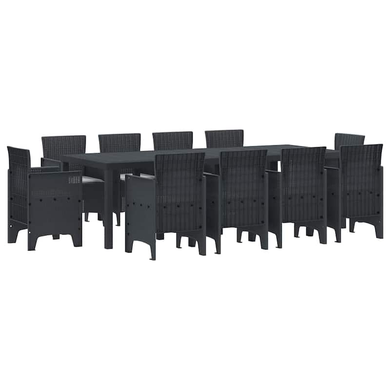vidaXL Garden Dining Set 9/11 pcs Anthracite/Brown Polt rattan - 250 x 100 x 73 cm