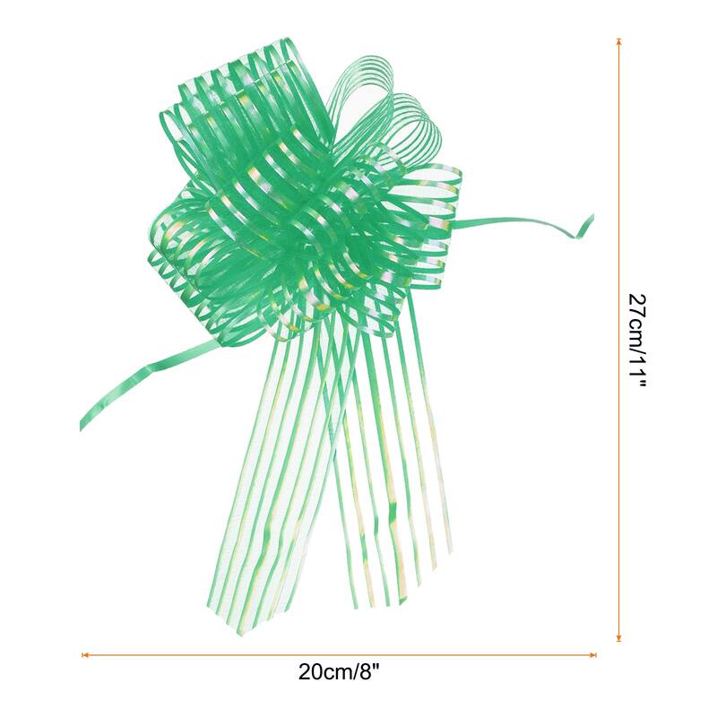 15pcs 6" Large Organza Pull Bow Chiffon Gift Wrapping Bows Ribbon - Dark Green - 8"