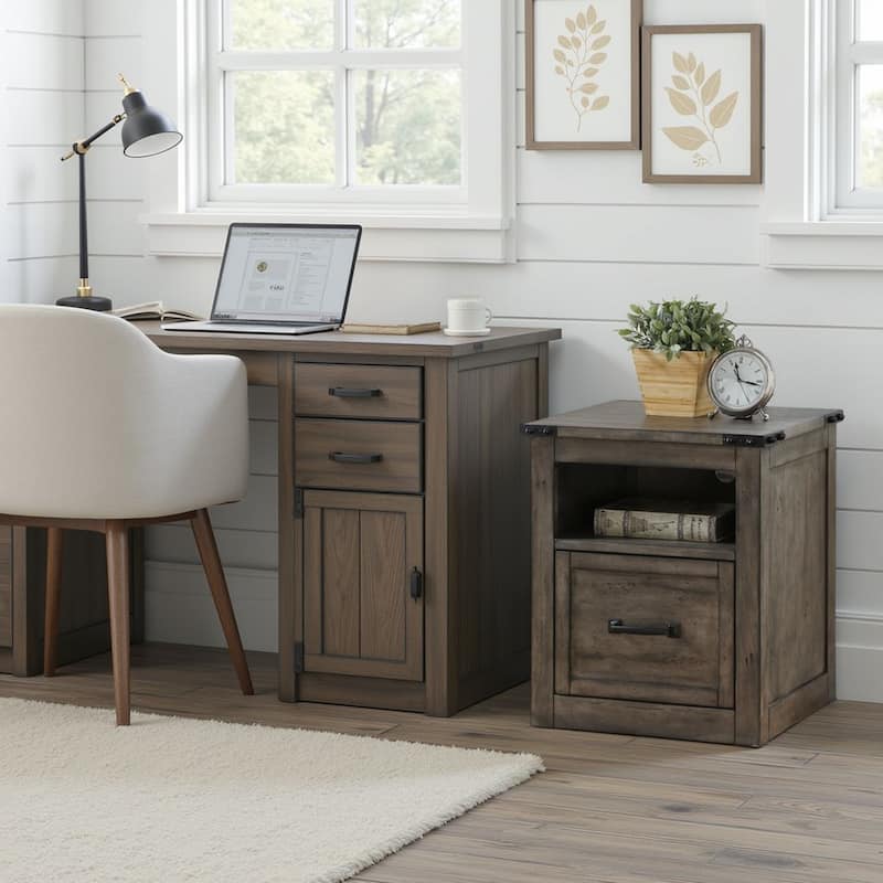 Bridgevine Home Storehouse One Drawer File, Smoked Grey Finish - Smoked Grey - Letter