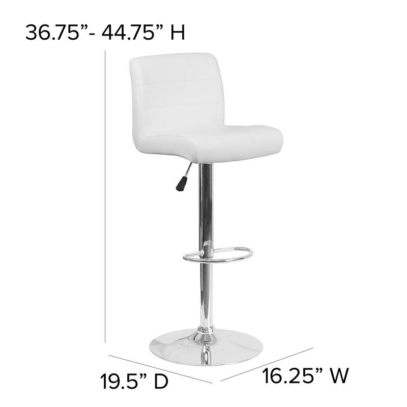 2 Pack Vinyl Adjustable Height Barstool with Rolled Seat and Chrome Base