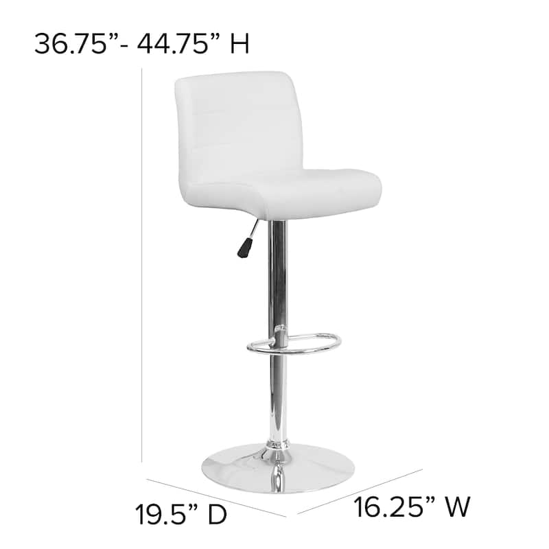 Vinyl Adjustable Height Barstool - 16.25"W x 19.5"D x 36.75" - 44.75"H