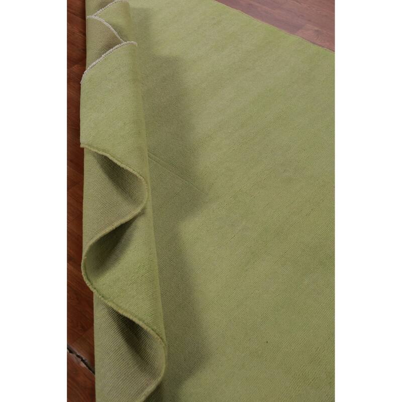 Hand Knotted Oriental 100% Wool Carpet Modern Solid Green Gabbeh Area Rug - 9' 8'' X 5' 3''