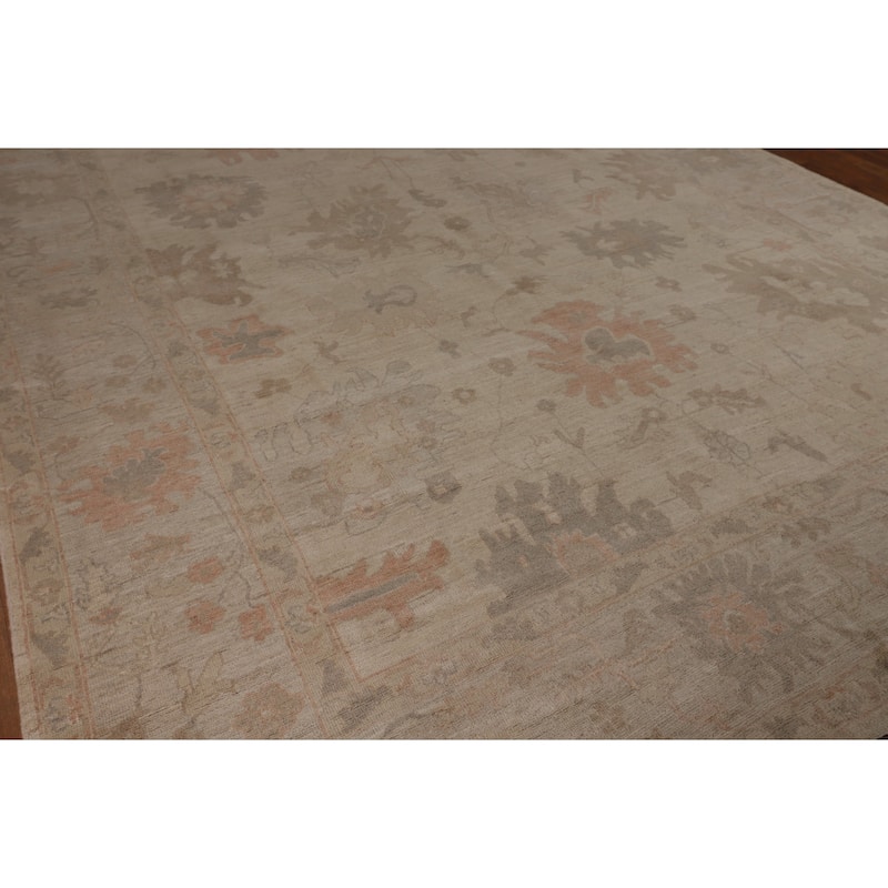Earth Tone Vegetable Dye Oushak Area Rug Handmade Wool Carpet - 9'7"x 13'5"