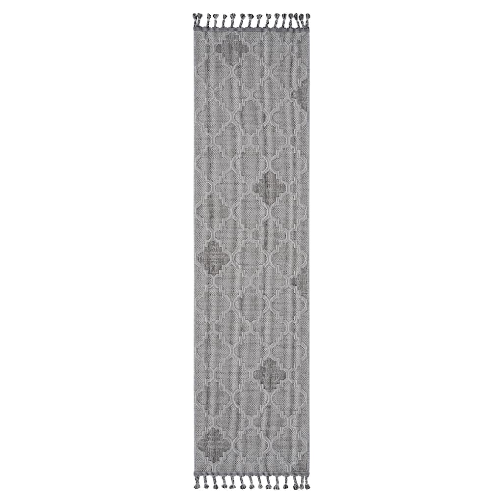 Roomfitters 2x8 Machine Washable Boho Vintage Area Rug, Non-Slip Pet Friendly Indoor Living Room Decor Carpet - White+Gray