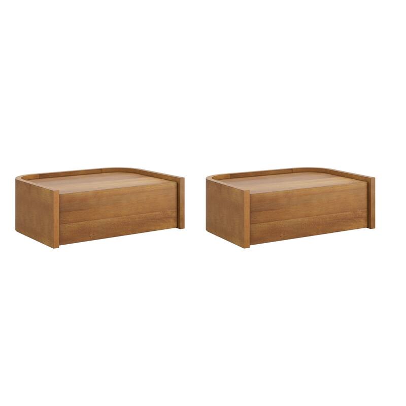 Tyla Wall Mounted Bedside Table, Floating 1-Drawer Nightstand with Rounded Edges