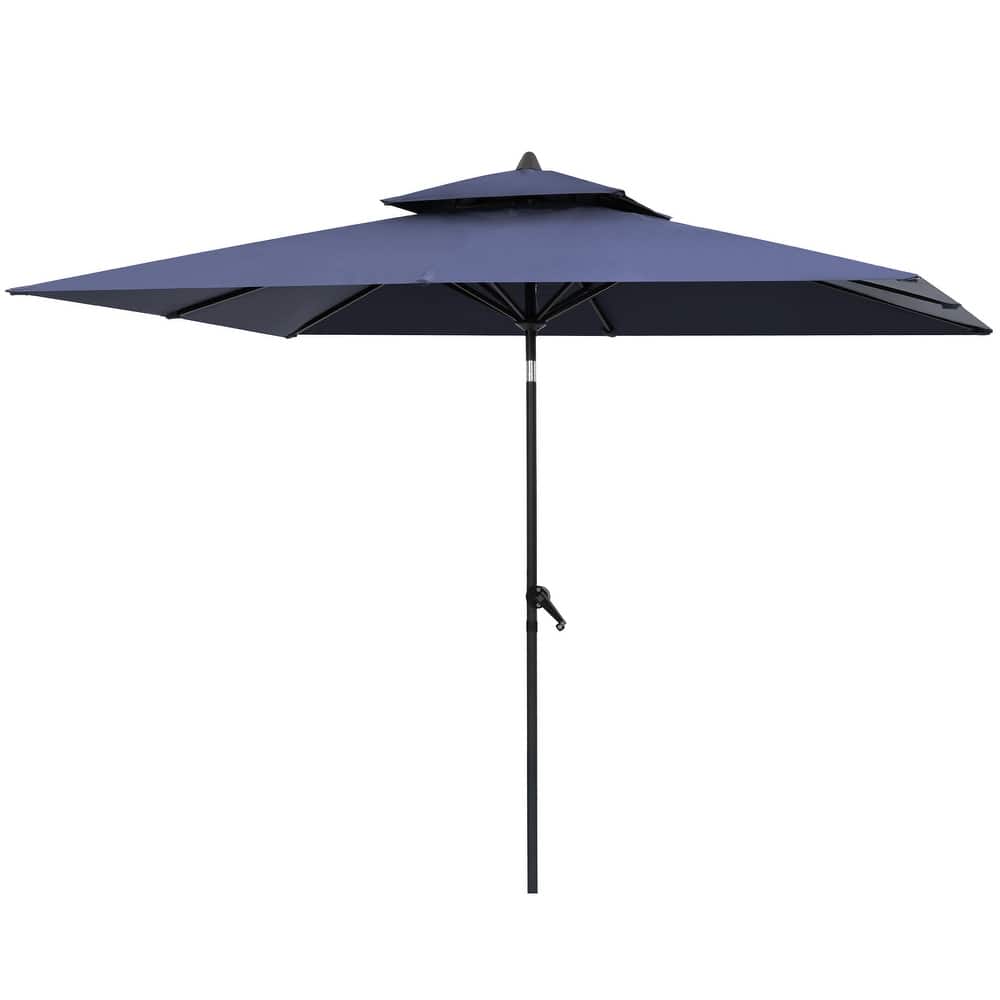 VredHom 10 x 6.5 Ft Double Top Market Patio Umbrella with Tilt-and-Crank