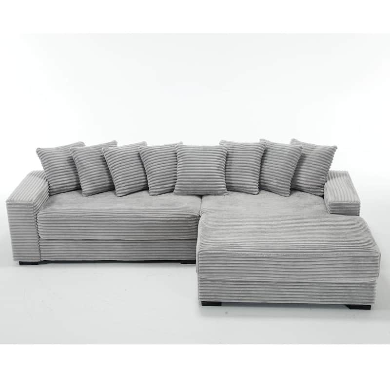 Sofa 111-in Casual Gray 2 -seater Right Reclining Sectional - 8' x 10'