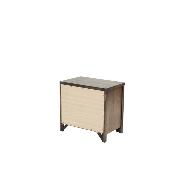 1pc Nightstand Wooden Bedside Table 2x Drawers