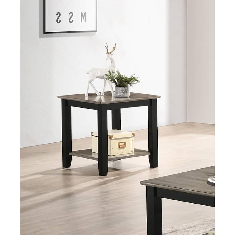 Wooden End Table With Open Shelf