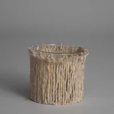 Glass Textured Votive Candle Holder - 3" - Cream