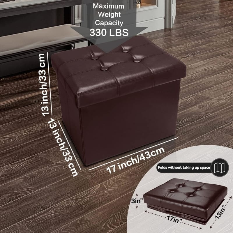2PC Storage Ottoman Folding Foot Rest Stool